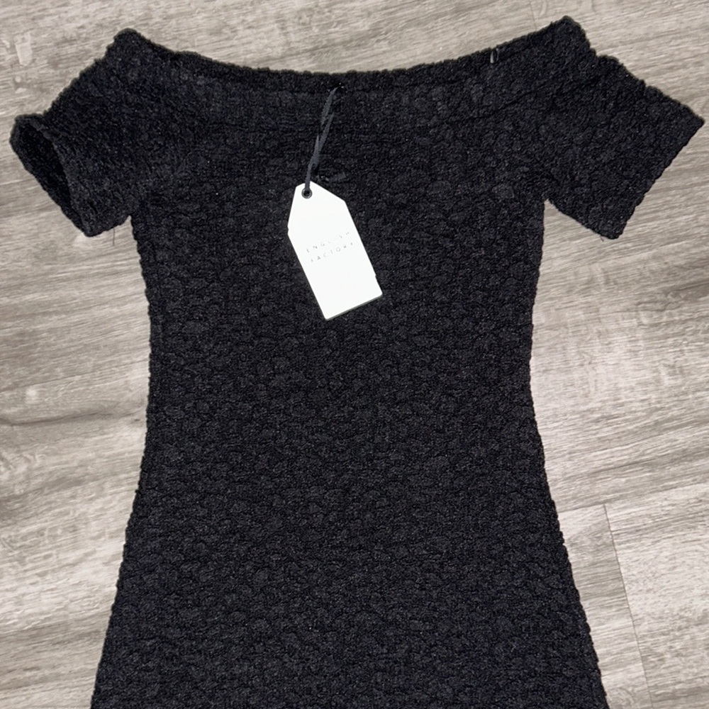 English factory off the shoulder textured midi dress - Picture 10 of 10